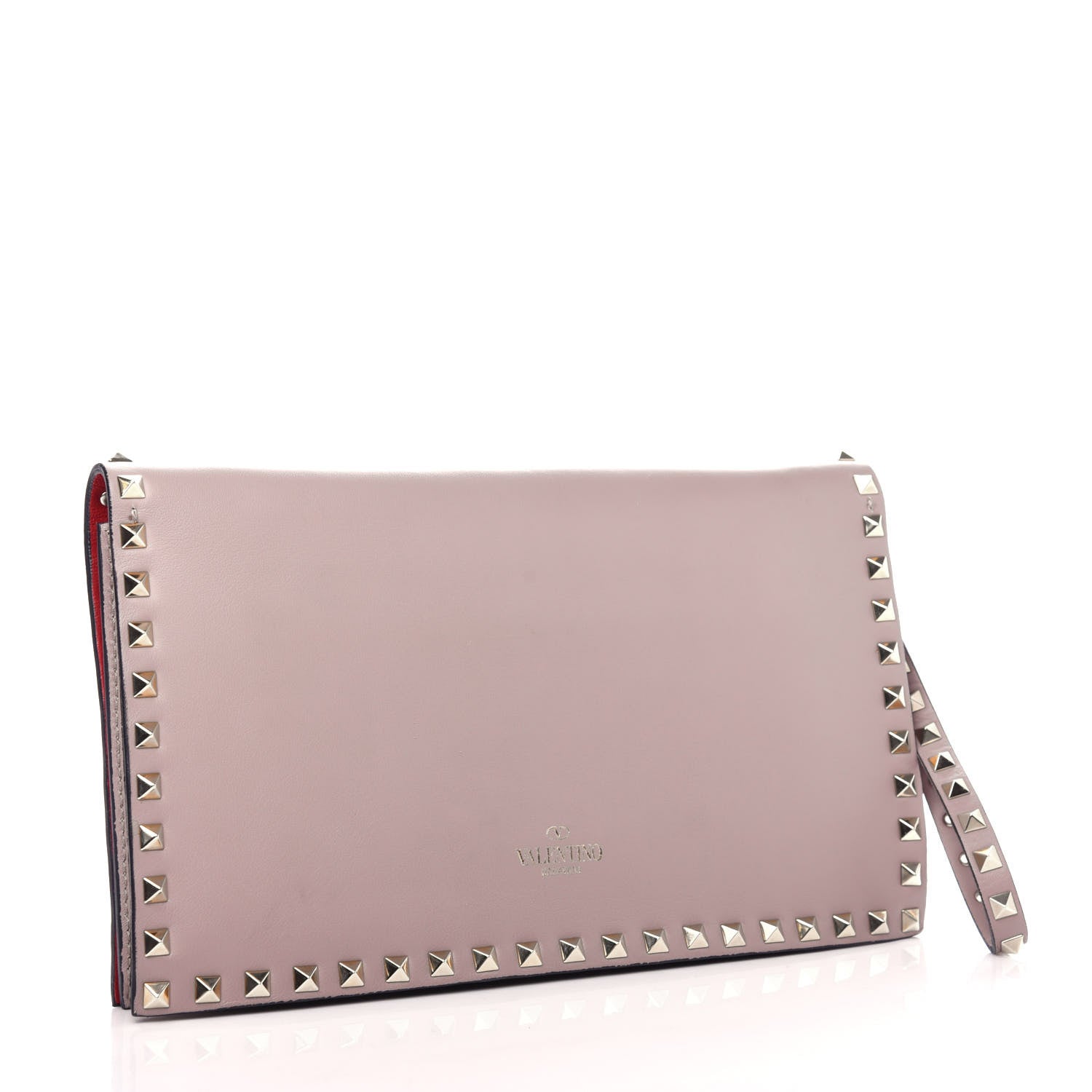 Valentino Garavani Nappa Rockstud Wristlet Clutch Poudre 3 of 8