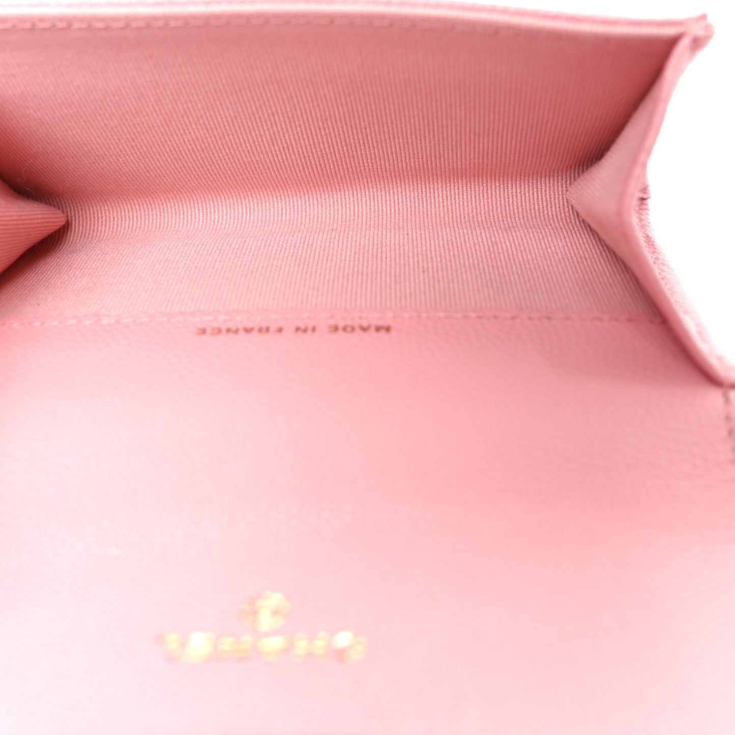 Caviar Quilted Flap Card Holder Wallet Pink