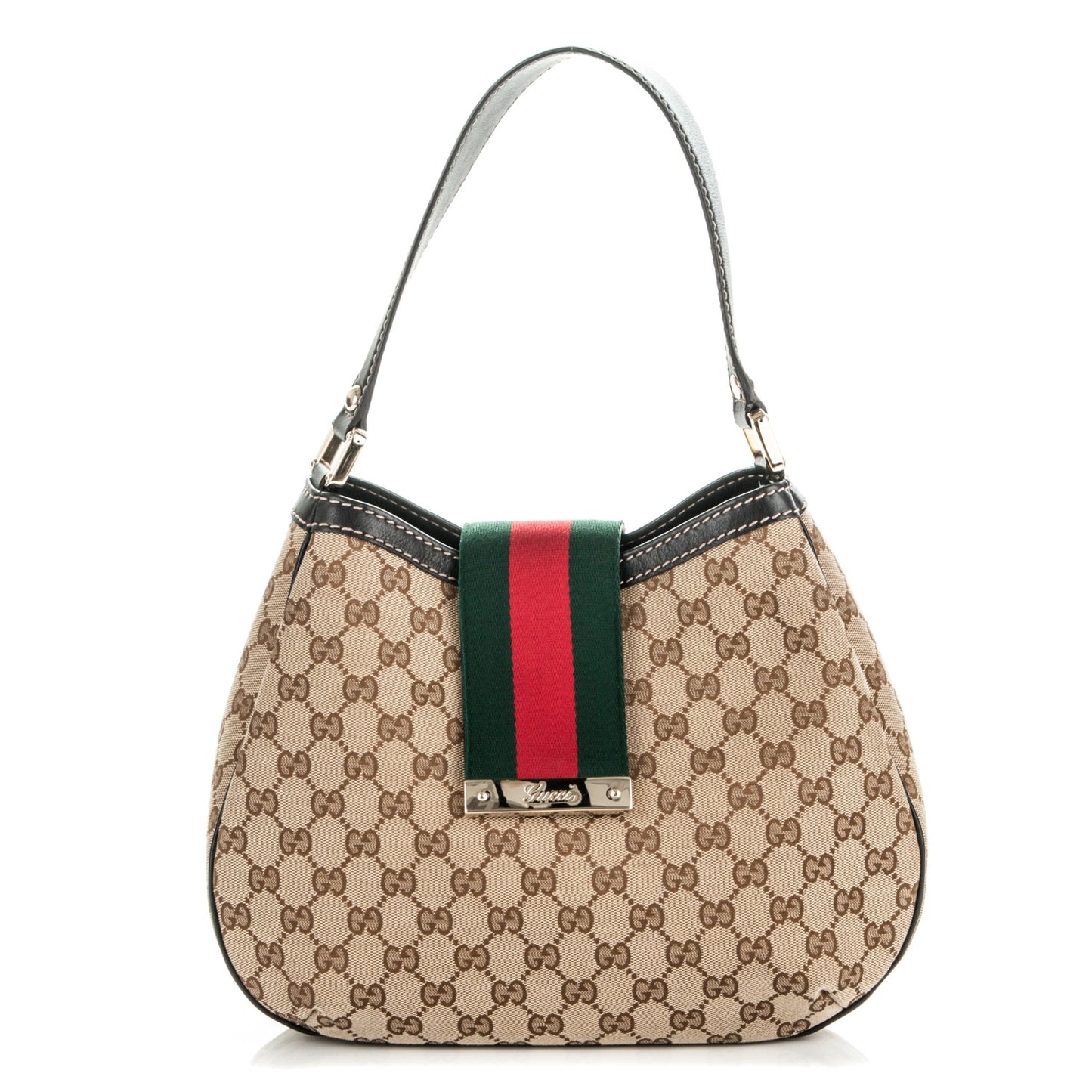 Monogram Medium New Ladies Web Hobo Dark Brown