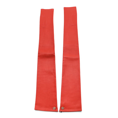 Chanel Lambskin Fingerless CC Long Gloves 7.5 Red 1 of 5