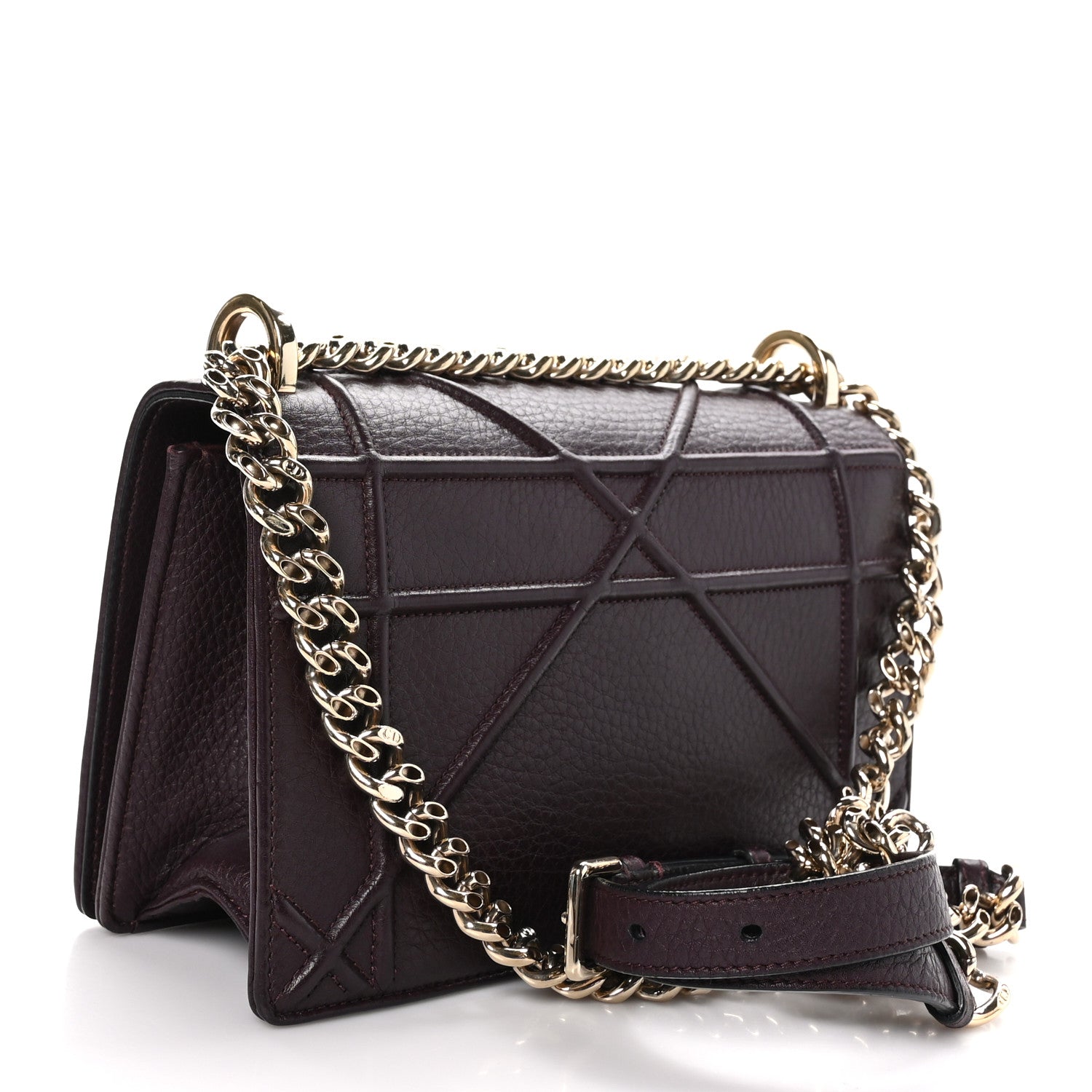 Christian Dior Grained Calfskin Small Diorama Flap Bag Burgundy 3 of 10
