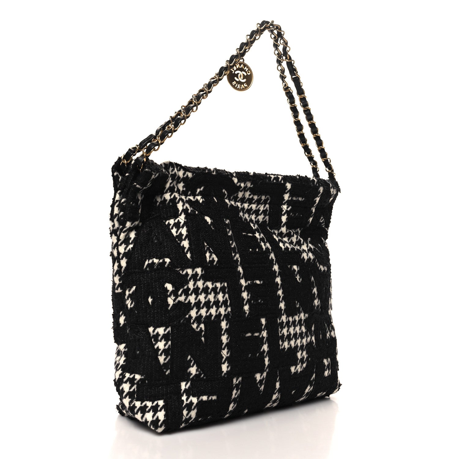 Chanel Tweed Houndstooth Quilted Chanel 22 Black Ecru 4 of 13