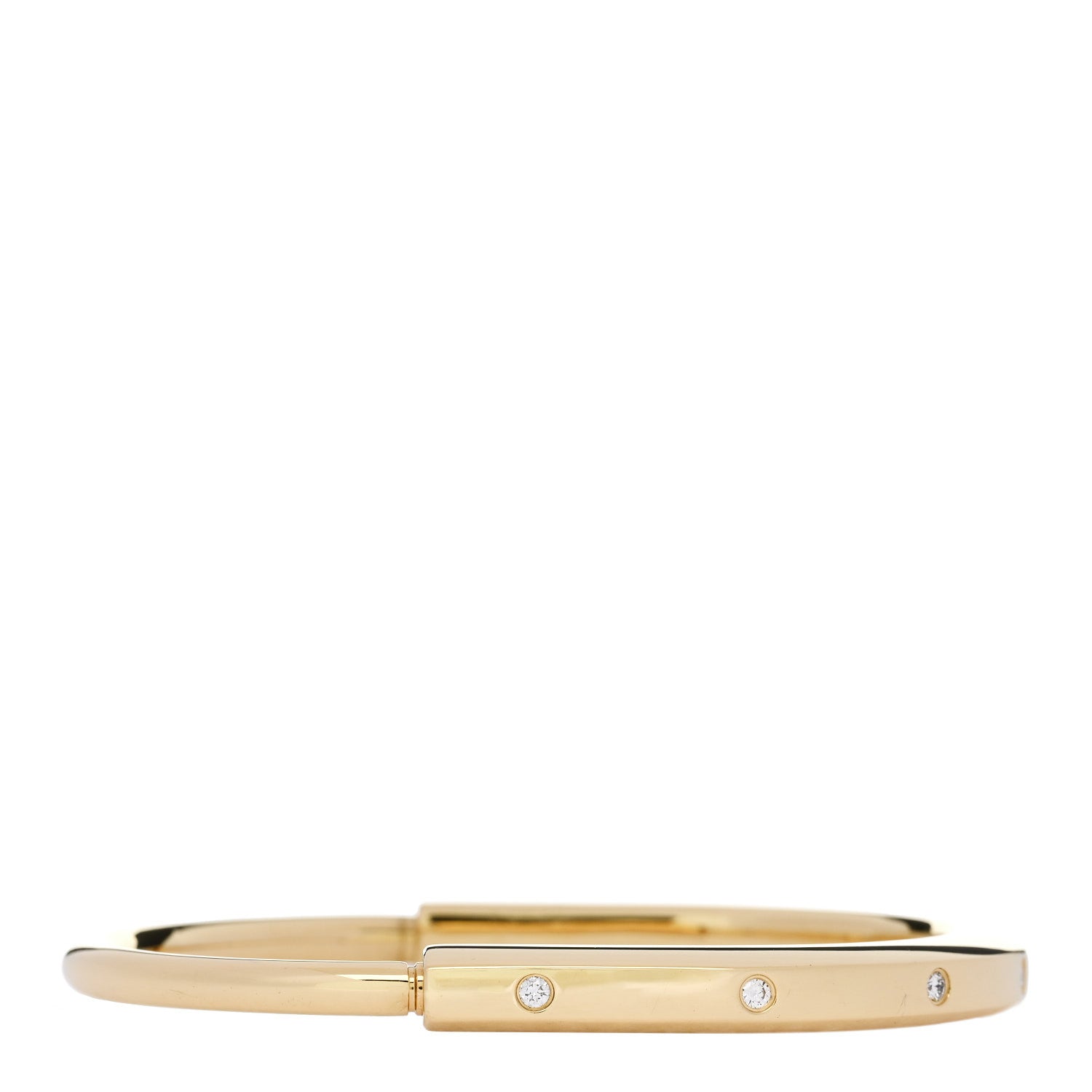 Tiffany 18K Yellow Gold Diamond Tiffany Lock Bangle Bracelet 2 of 6