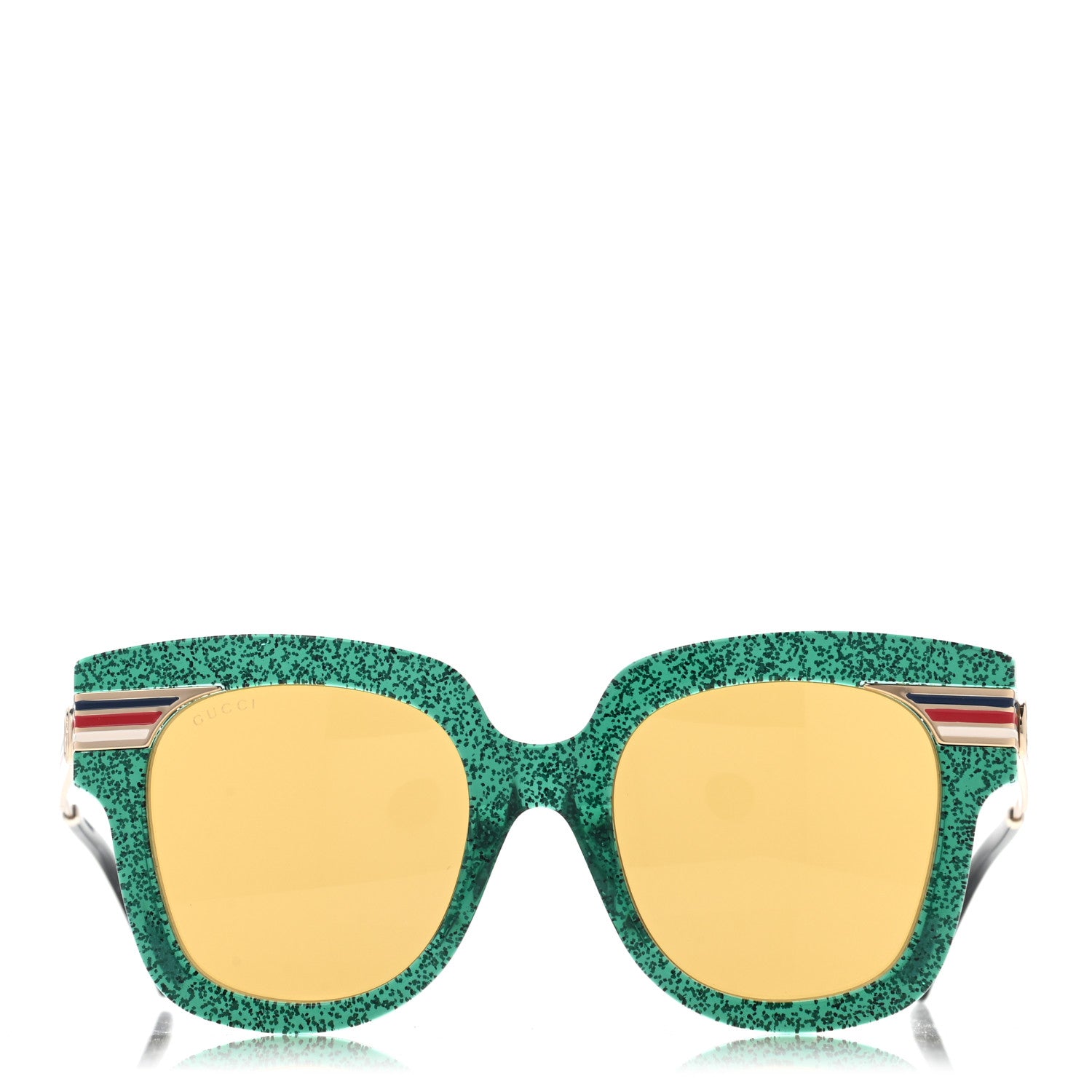 Gucci Acetate Square Frame Web Glitter GG0281SA Sunglasses Green 2 of 8