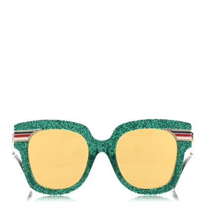 Gucci Acetate Square Frame Web Glitter GG0281SA Sunglasses Green 2 of 8