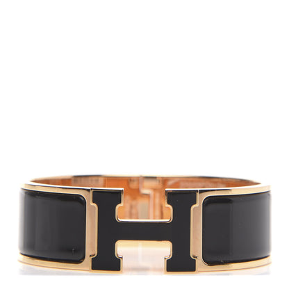 Hermes Enamel Wide Clic Clac H Bracelet GM Black 1 of 5