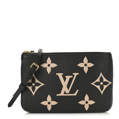 Louis Vuitton Empreinte Monogram Giant Double Zip Pochette Black Cream 1 of 8
