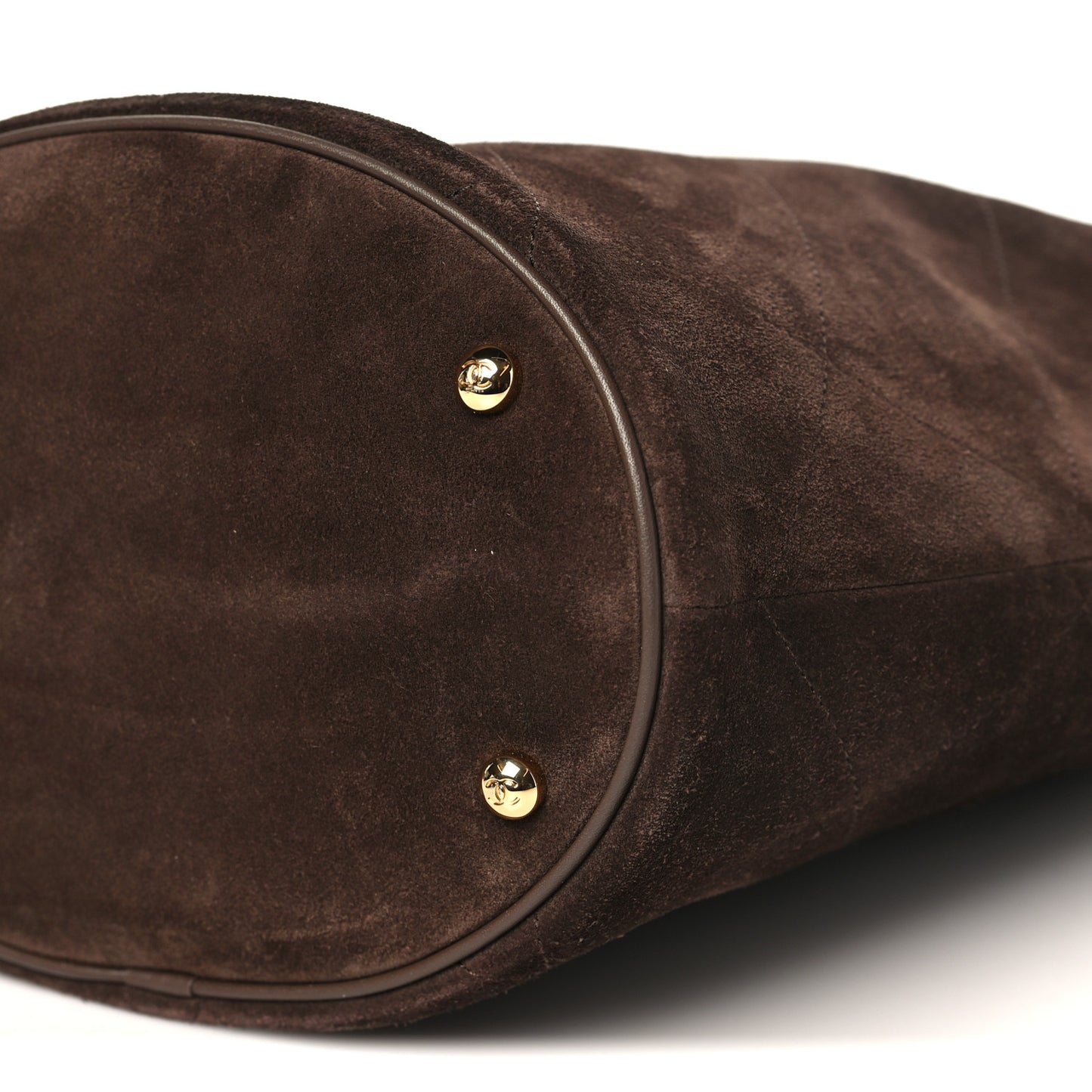 Suede Quilted Large Bucket Bag  Dark Brown