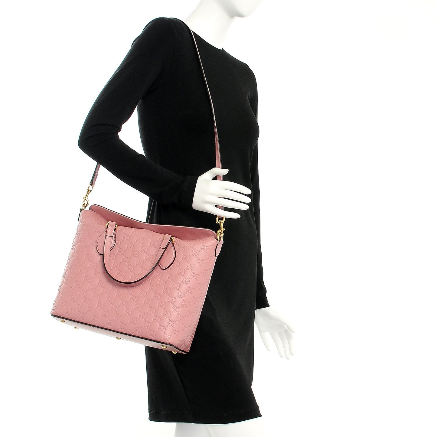Guccissima Signature Linea A Foldover Tote Rose Baby Candy