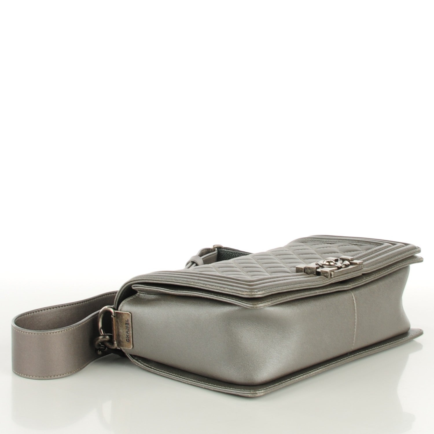 Chanel Lambskin Quilted Medium Boy Flap w Stingray Strap Silver 4 of 9