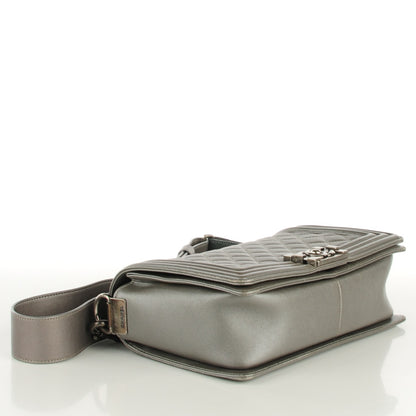 Chanel Lambskin Quilted Medium Boy Flap w Stingray Strap Silver 4 of 9