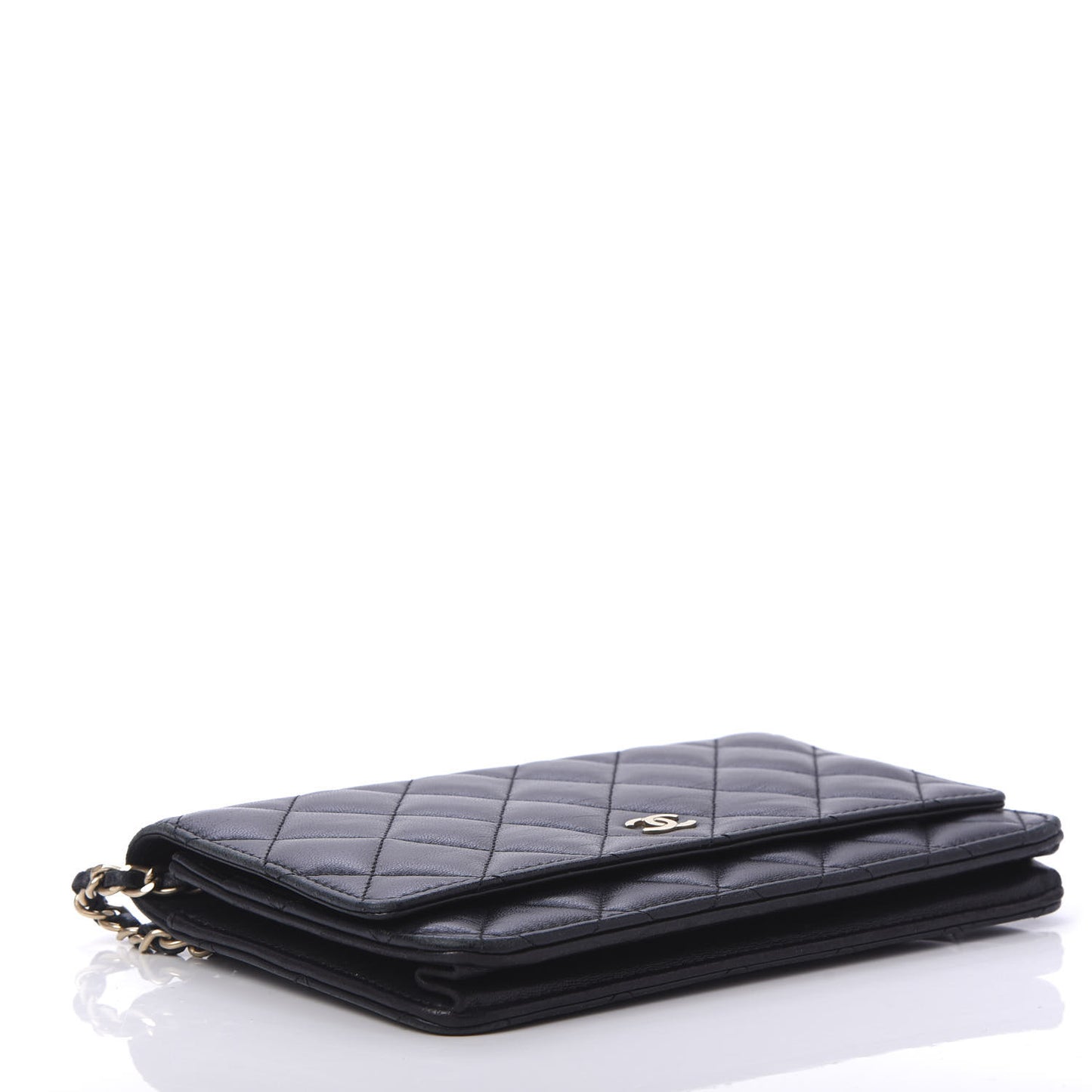 Lambskin Quilted Wallet On Chain WOC Black