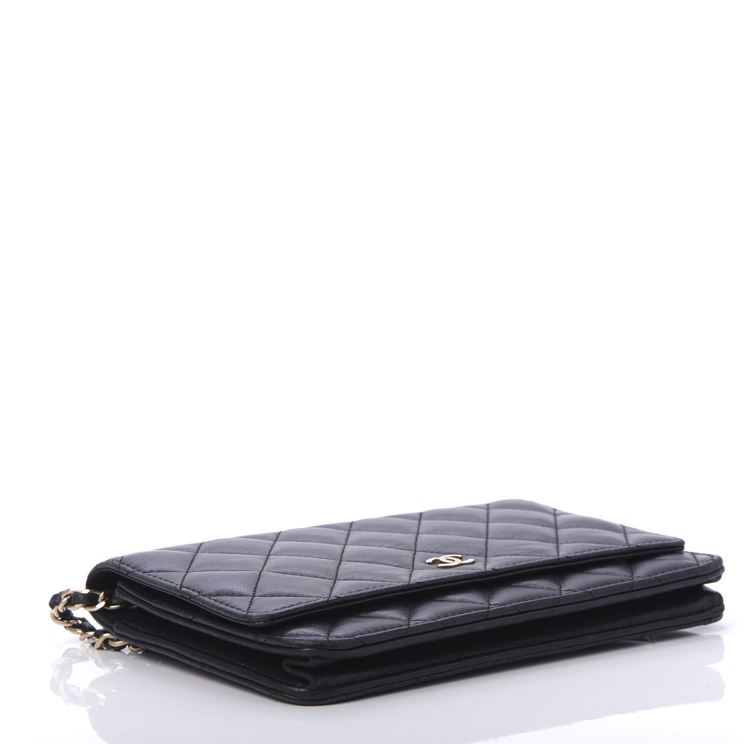 Chanel Lambskin Quilted Wallet On Chain WOC Black 4 of 10