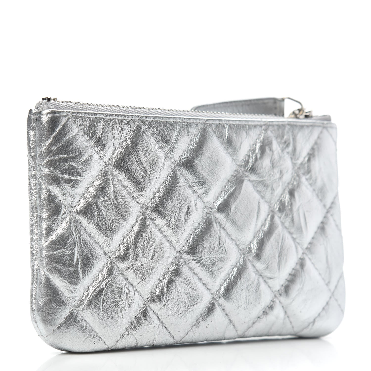 Chanel Metallic Calfskin Quilted Small Cosmo Cosmetic Case Silver 3 of 7