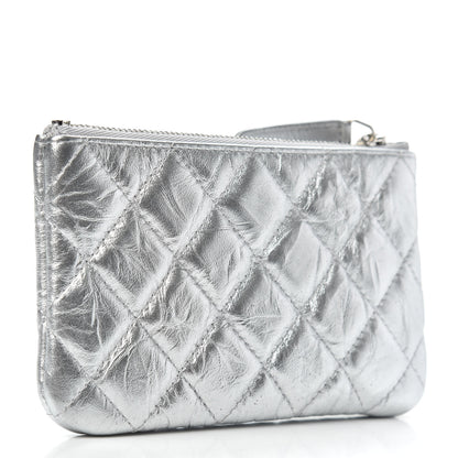 Chanel Metallic Calfskin Quilted Small Cosmo Cosmetic Case Silver 3 of 7