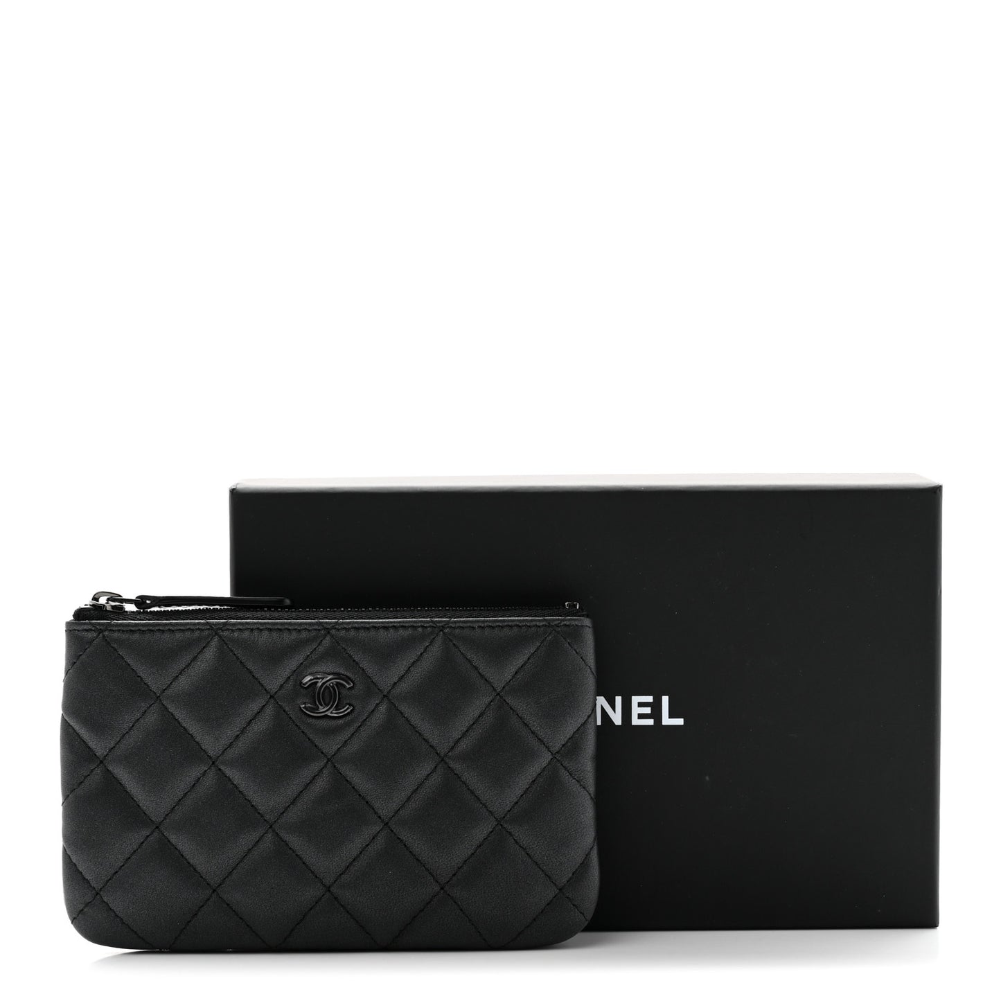 Pearly Lambskin Quilted Small Cosmetic Case So Black