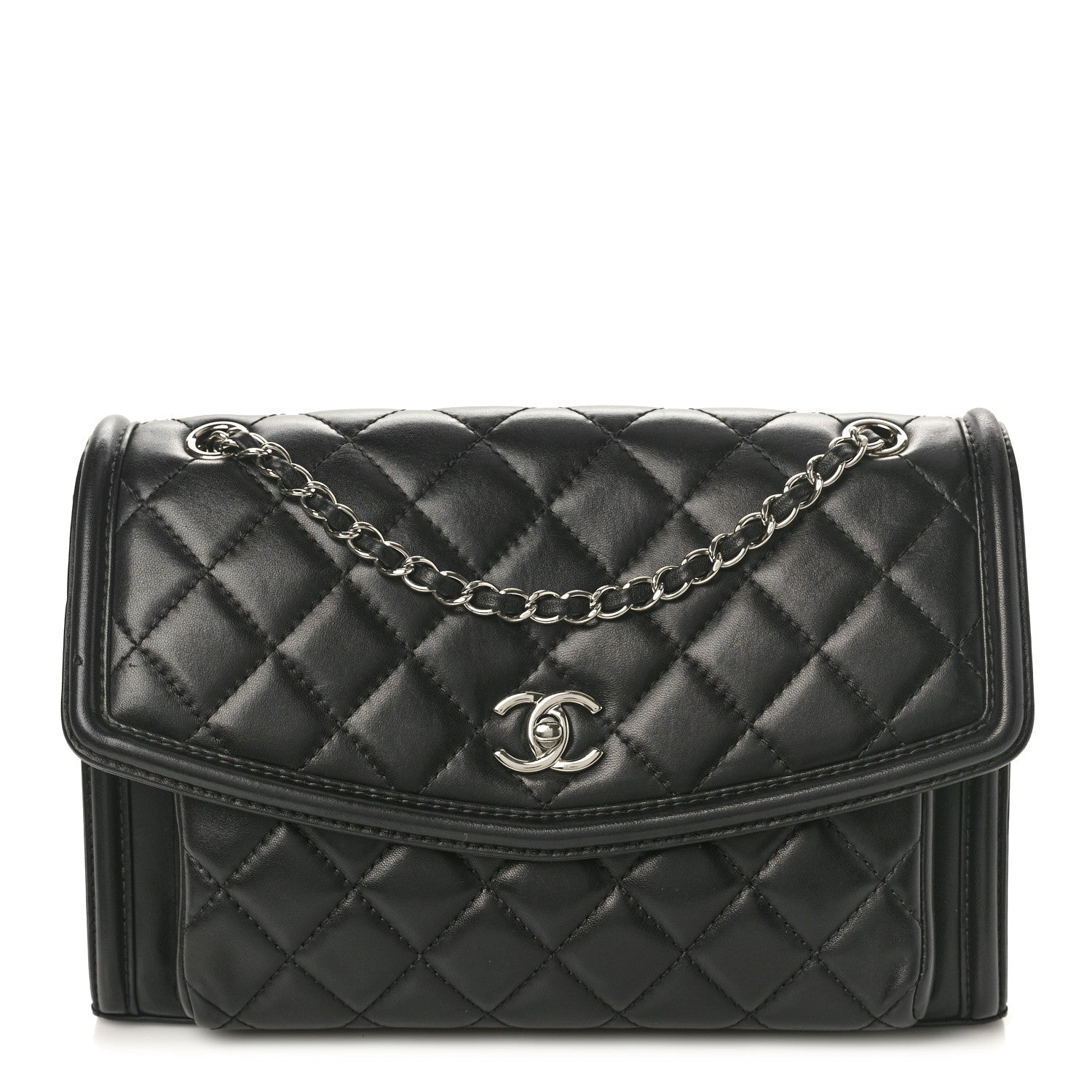 Chanel Lambskin Quilted Large Geometric Flap Black 1 of 10