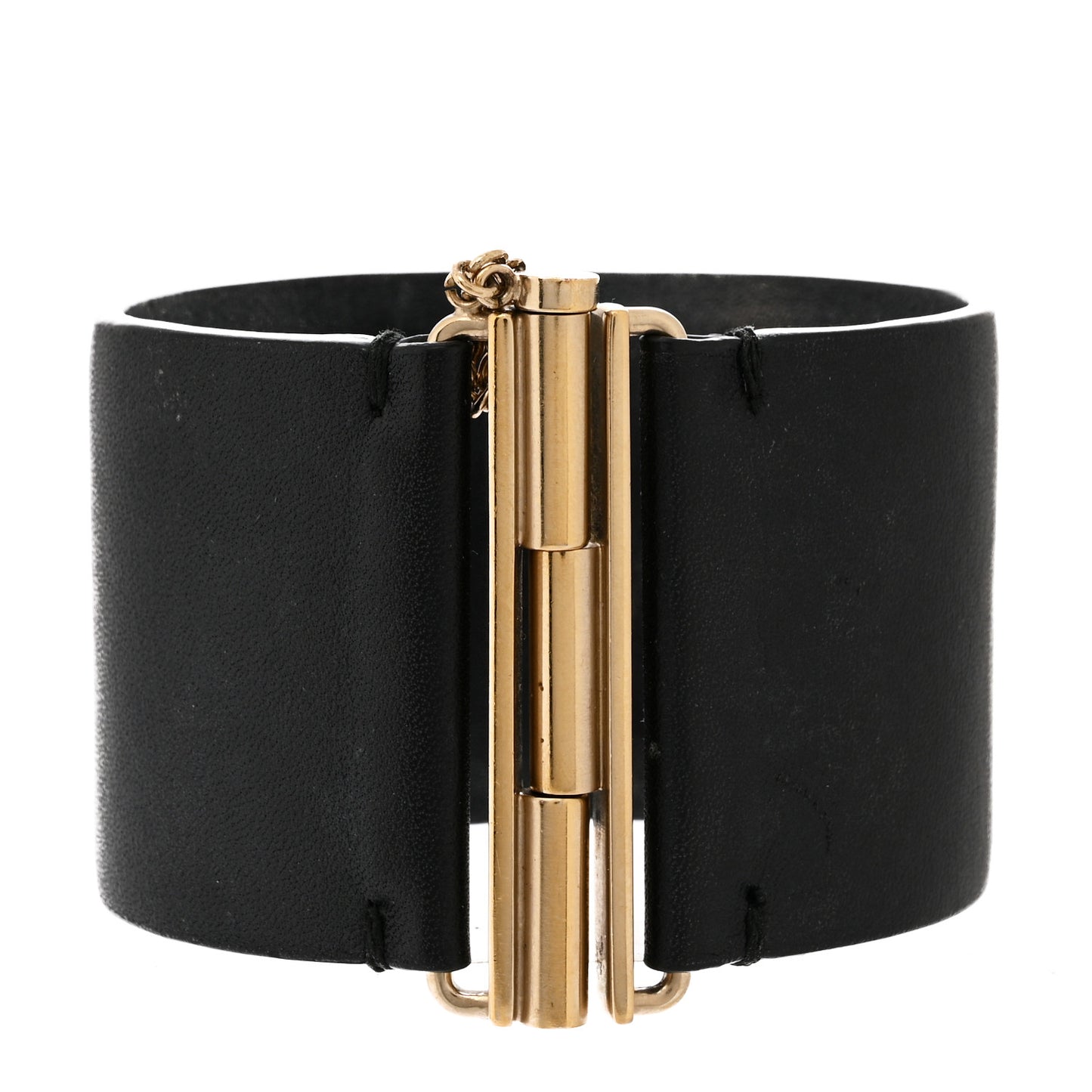 Calfskin CC Wide Cuff M Black Gold