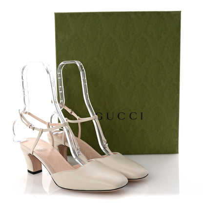 Gucci Nappa Charlotte Petite GG 55mm Slingback Pumps 41 New Mystic White 9 of 9