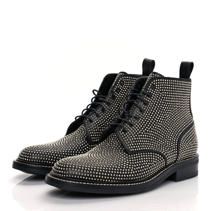 Saint Laurent Calfskin Mens Studded Lace Up Boots 41.5 Black 3 of 8