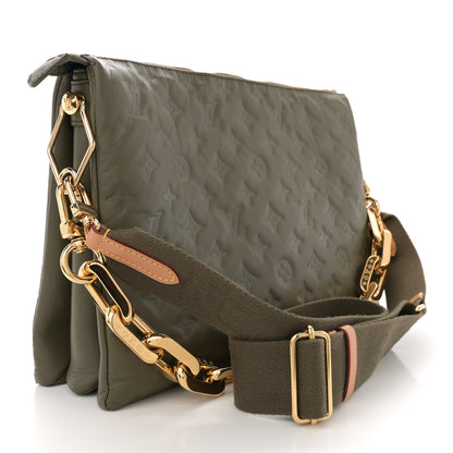Louis Vuitton Lambskin Embossed Monogram Coussin MM Khaki 2 of 11