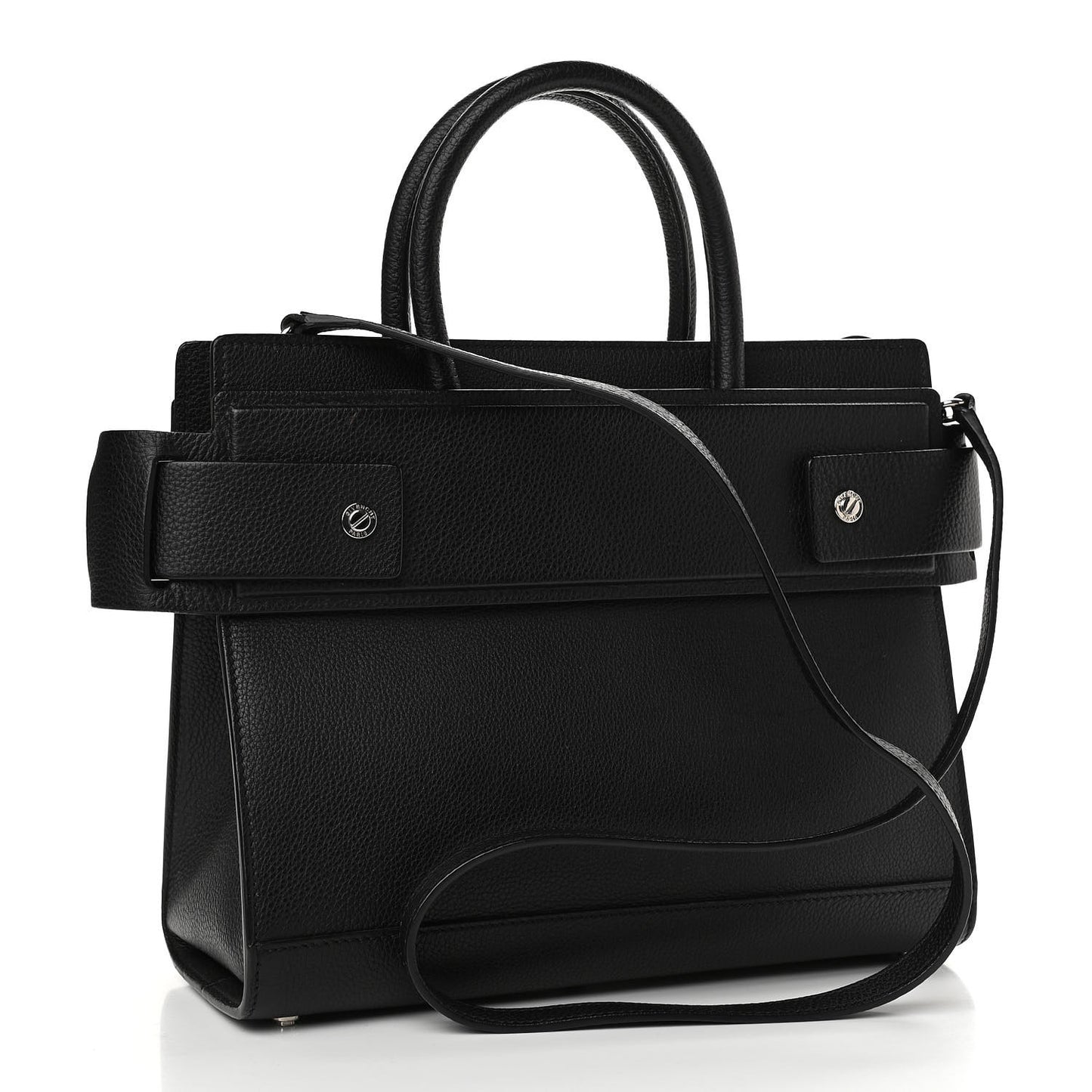 Grained Calfskin Small Horizon Satchel Black