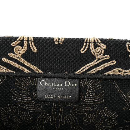 Christian Dior Canvas Embroidered Large Ornamental Cornely Effect Book Tote Black Beige 10 of 19
