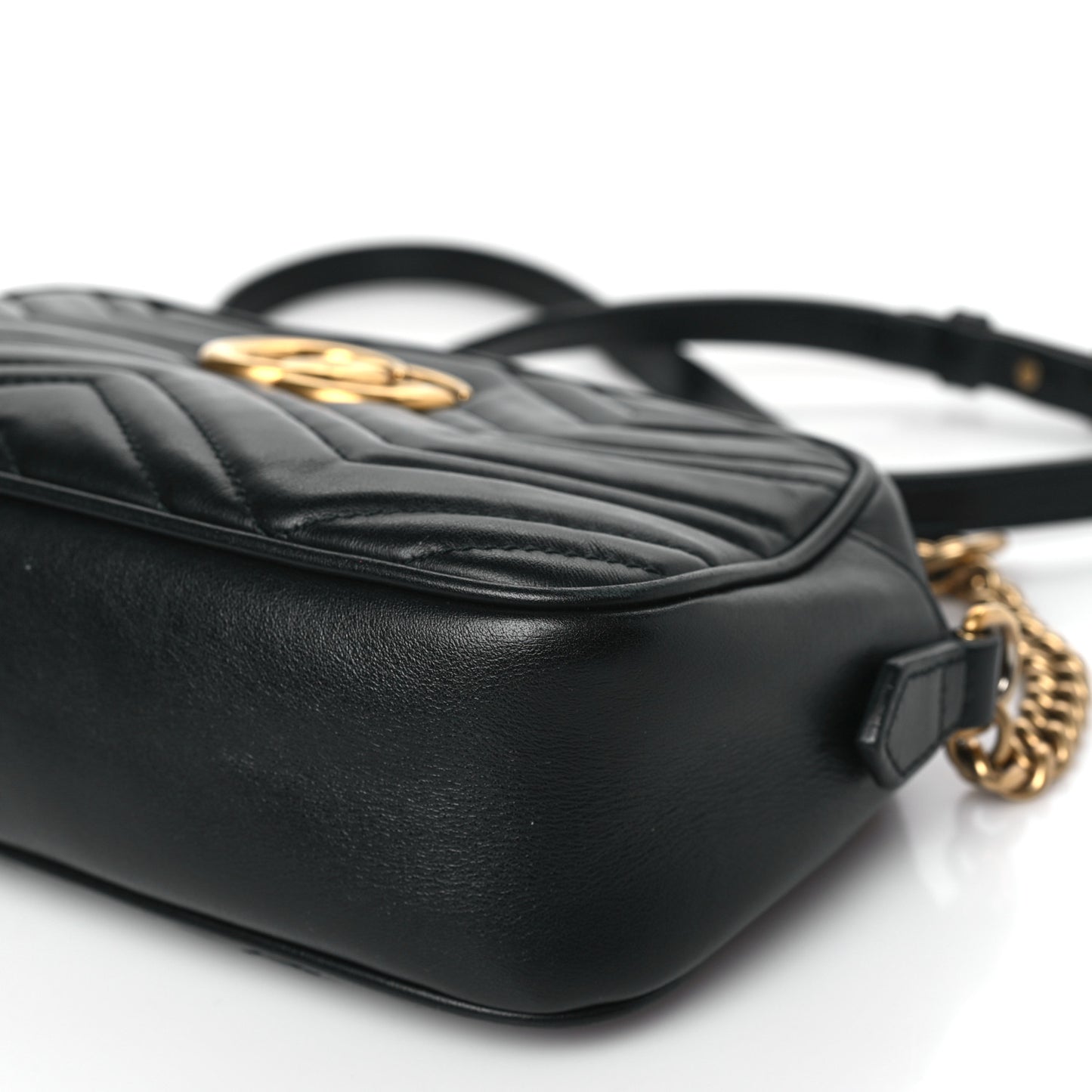 Calfskin Matelasse Small GG Marmont Chain Shoulder Bag Black