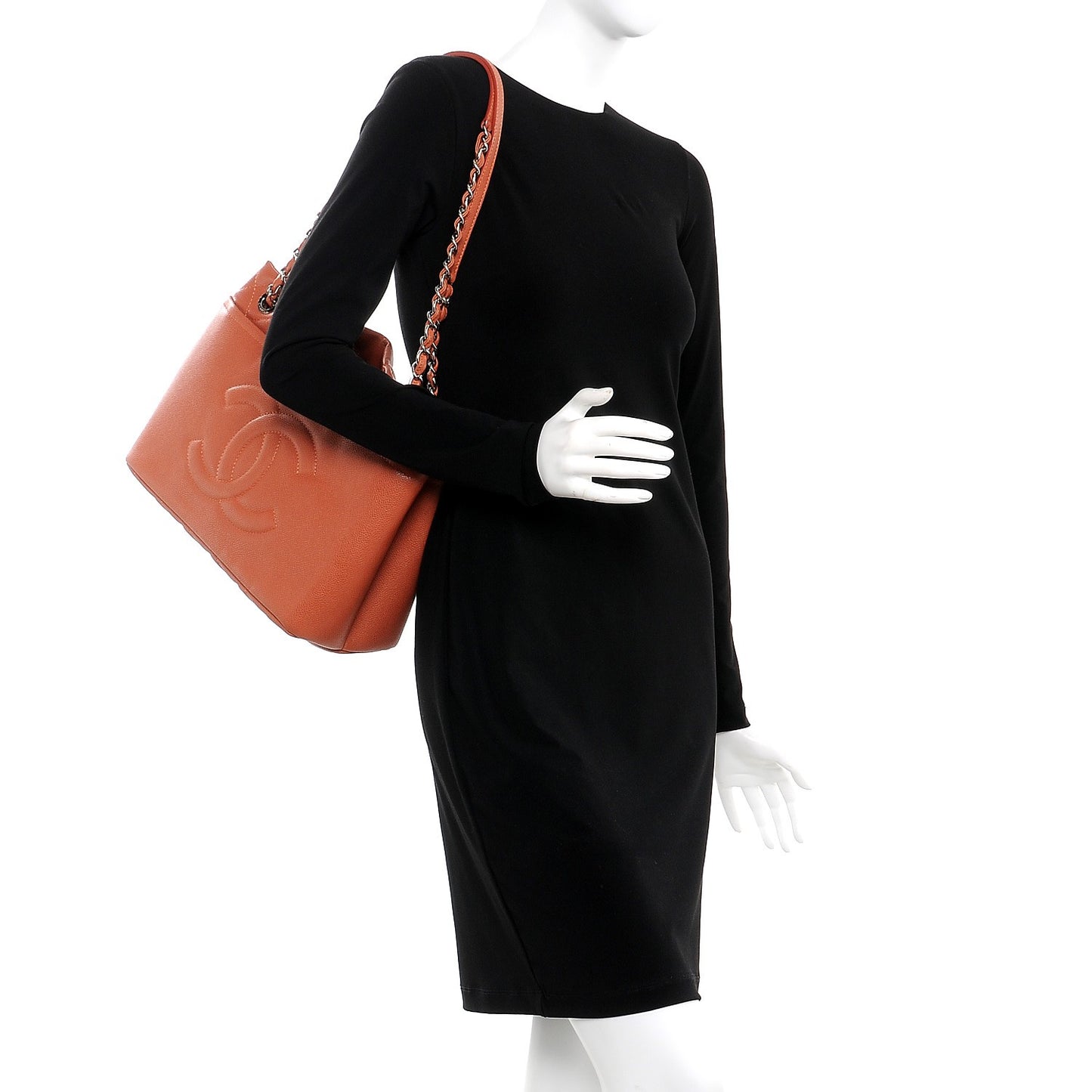 Caviar Quilted Timeless CC Soft Tote Light Red
