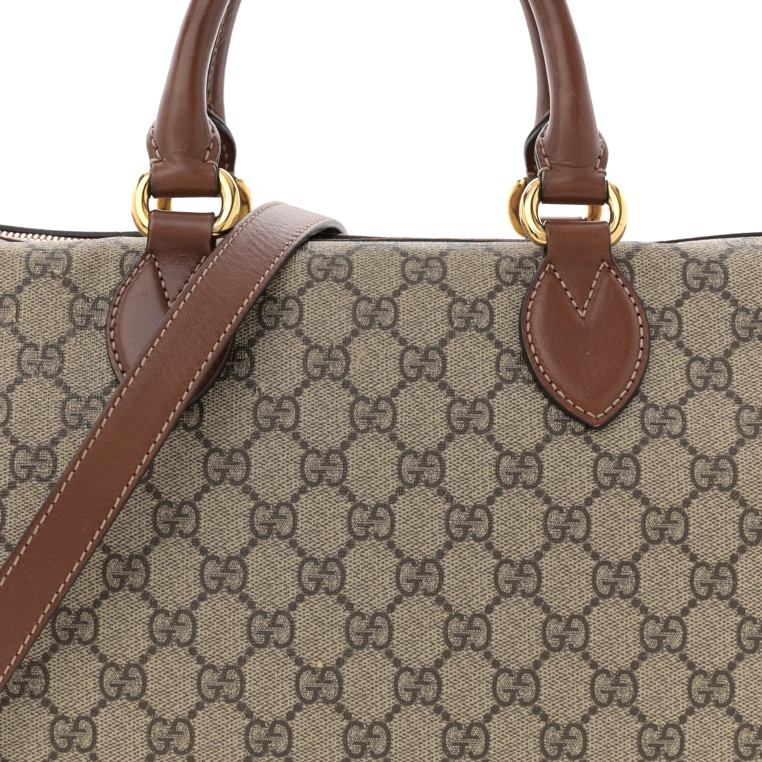 グッチメッセージバックGG Supreme Monogram Leather Gucci GG Supreme Monogram Medium Boston Beige Cuir 1770025