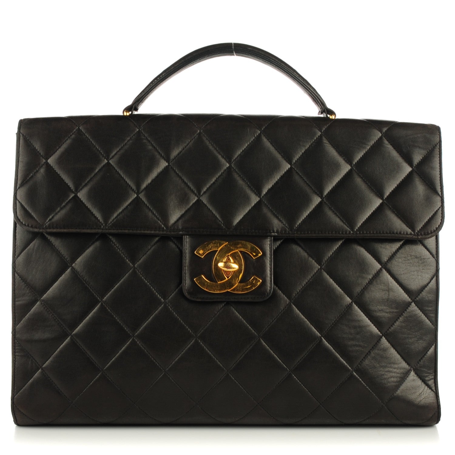 Chanel Lambskin Quilted Briefcase Laptop Bag Black 1 of 9