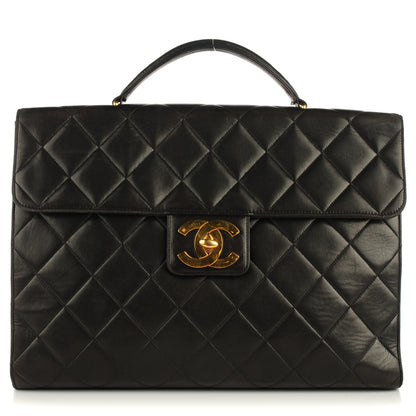Chanel Lambskin Quilted Briefcase Laptop Bag Black 1 of 9