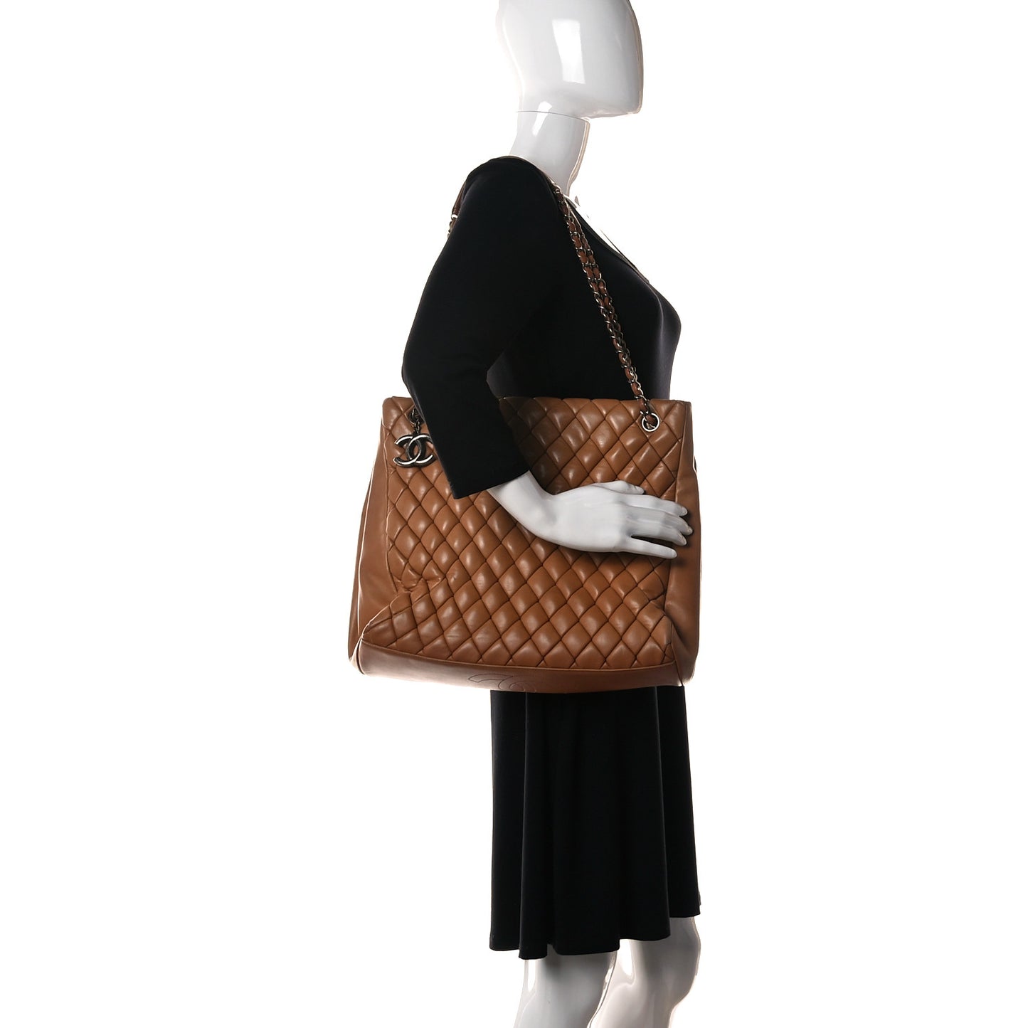 Lambskin Quilted Medium New Bubble North South Tote Brown