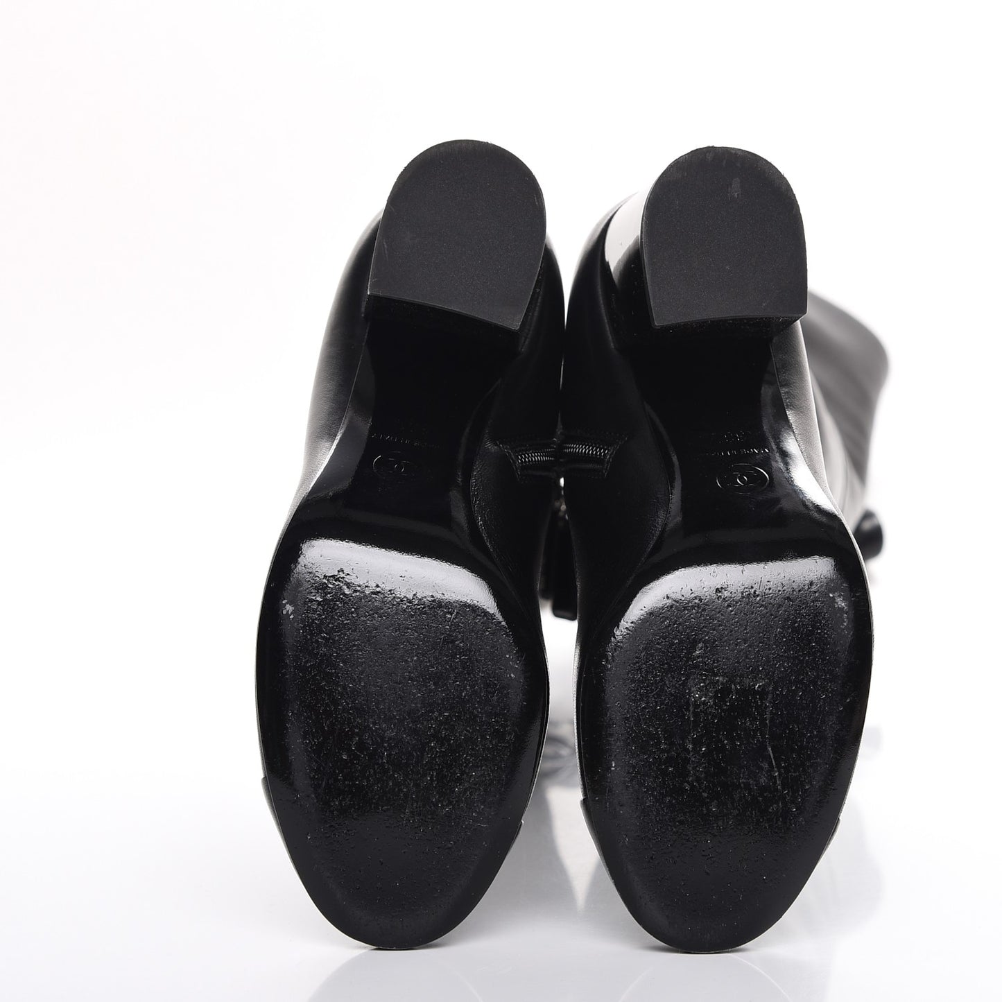 Lambskin Cap Toe High Boots 38.5 Black