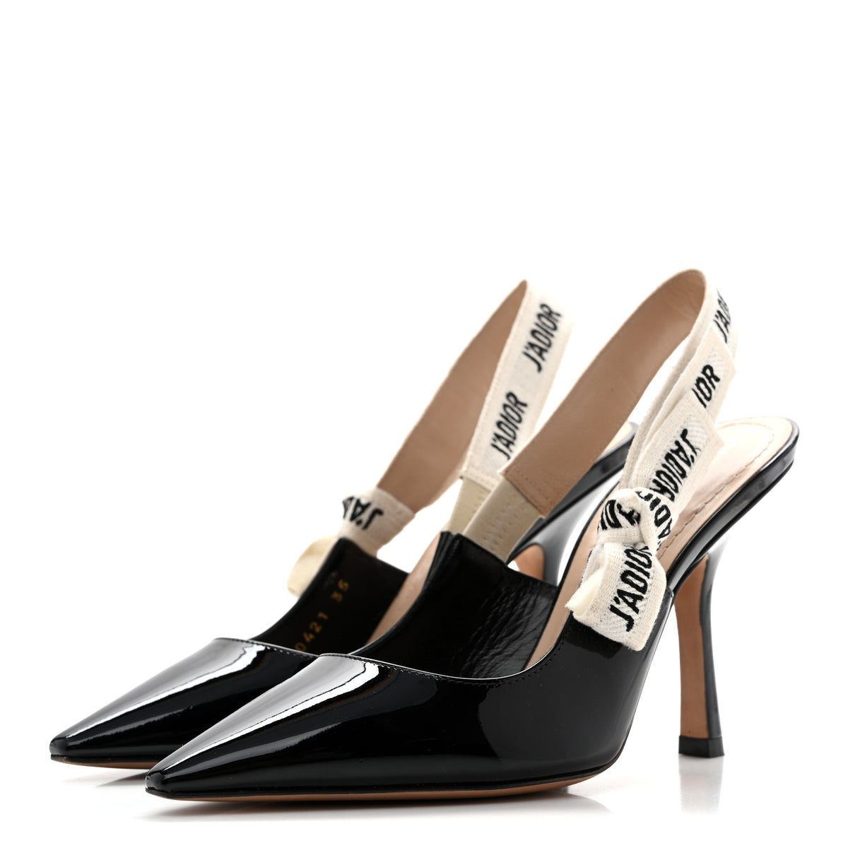 Patent Ribbon J'Adior Slingback 100mm Pumps 35 Black