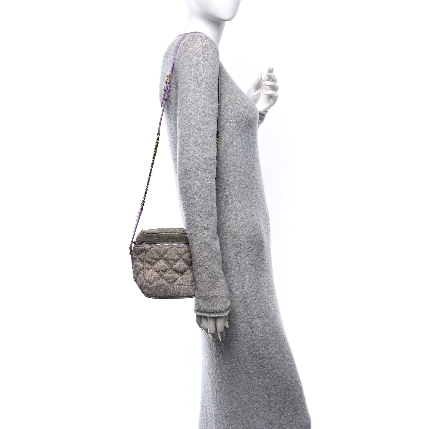 Saint Laurent Denim Quilted 80's Vanity Bag Bleached Lilac 2 of 10