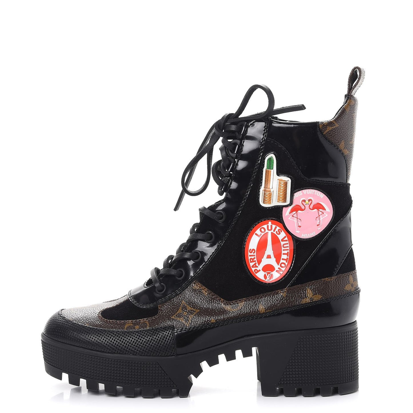 Suede Calfskin Monogram World Tour Platform Desert Boots 37.5 Black