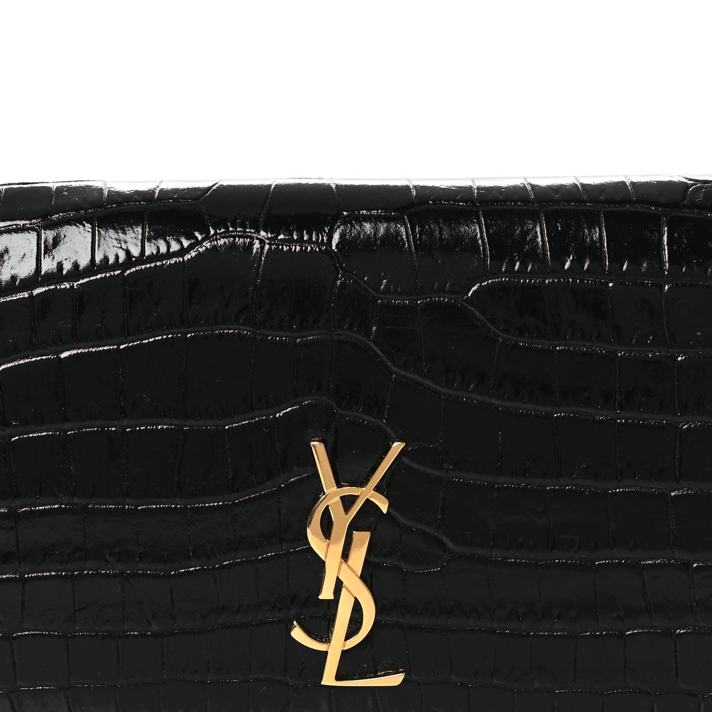 Crocodile Embossed Monogram Phone Holder Crossbody Black