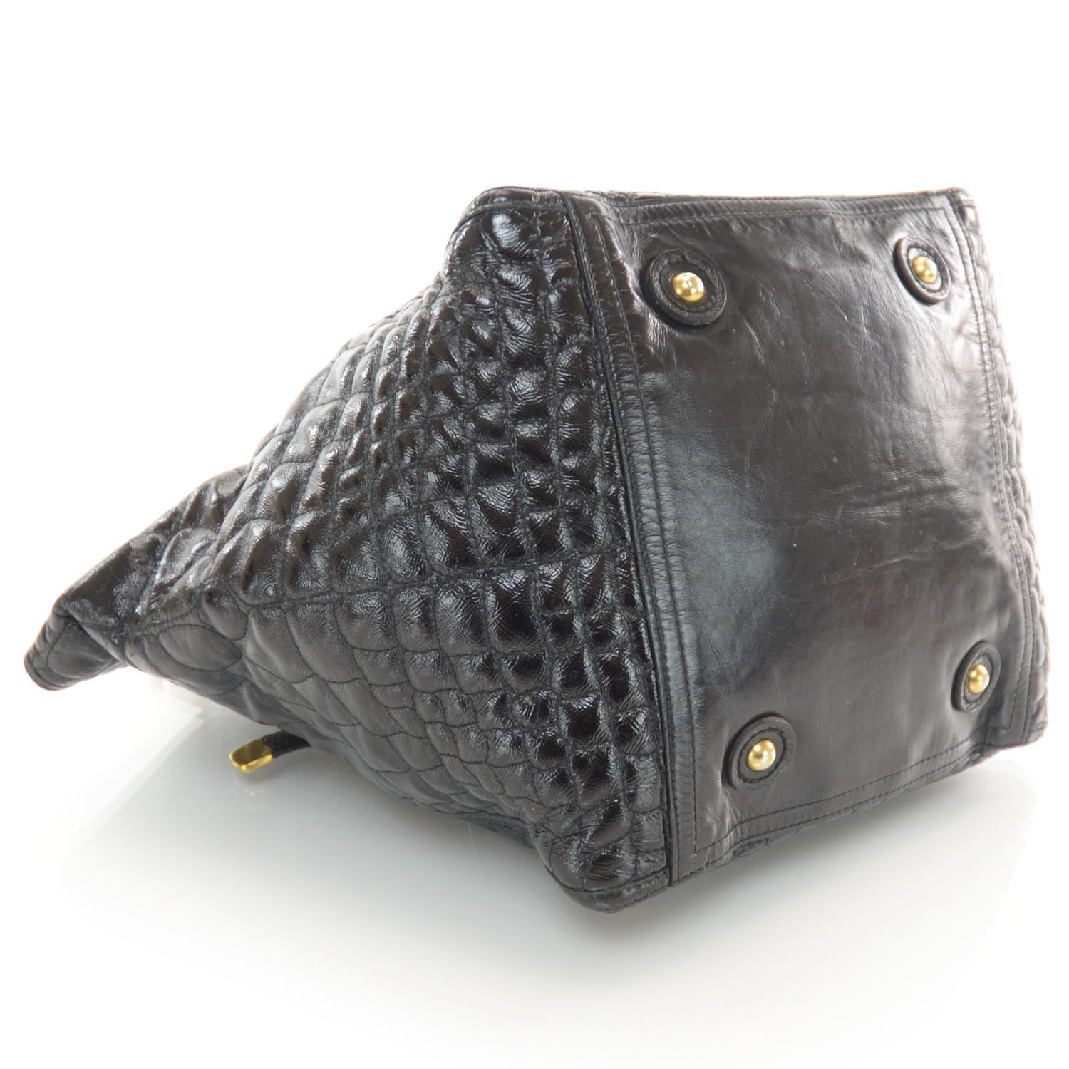 Saint Laurent Patent Croc Downtown Tote Black 4 of 7