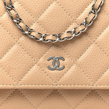 Chanel Caviar Quilted Wallet on Chain WOC Beige 9 of 12