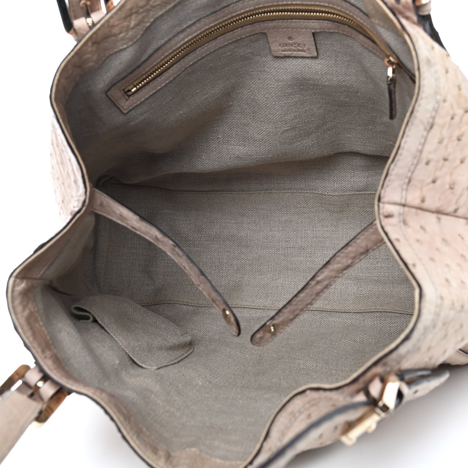 Gucci Ostrich Medium Britt Tote Beige 4 of 8