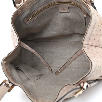Gucci Ostrich Medium Britt Tote Beige 4 of 8