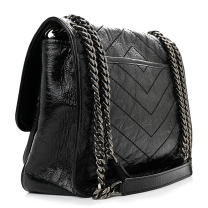 Saint Laurent Crinkled Calfskin Matelasse Monogram Medium Niki Chain Satchel Black 3 of 10