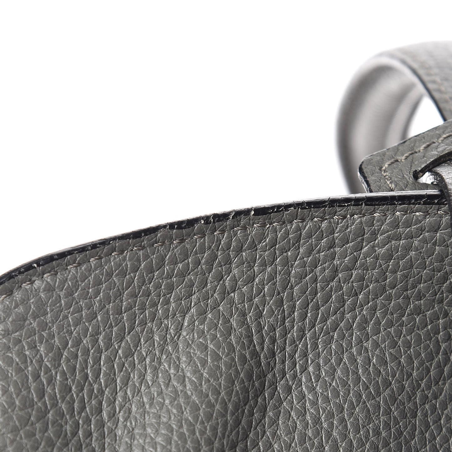 Pebbled Calfskin Large Skull Padlock Zip Around Tote Dark Grey