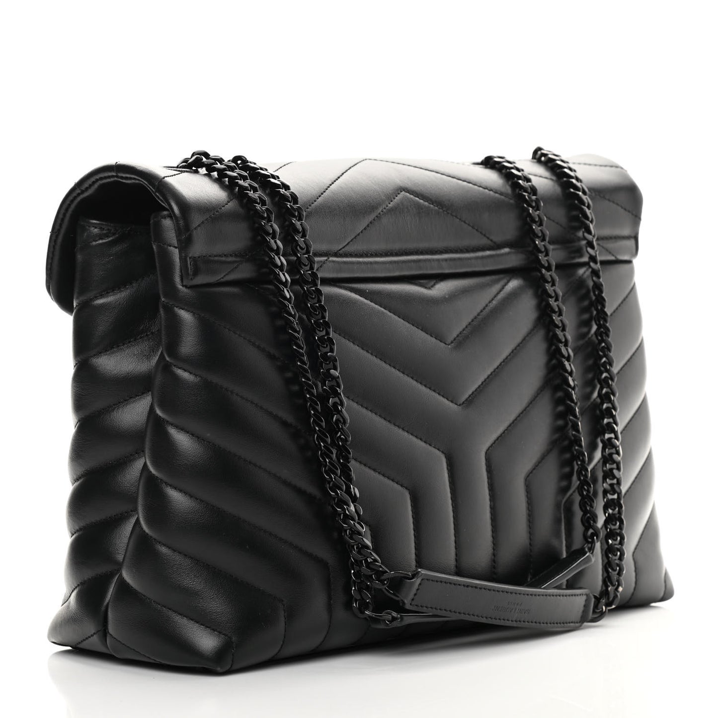 Calfskin Y Quilted Monogram Medium Loulou Chain Satchel Black