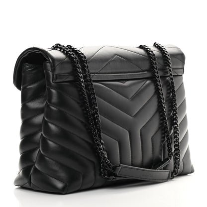 Saint Laurent Calfskin Y Quilted Monogram Medium Loulou Chain Satchel Black 3 of 17
