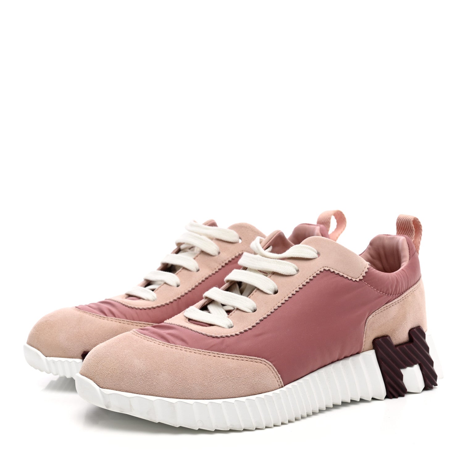 Hermes Parachute Fabric Suede Goatskin Bouncing Sneakers 36 Rose Rose Opaline 3 of 11