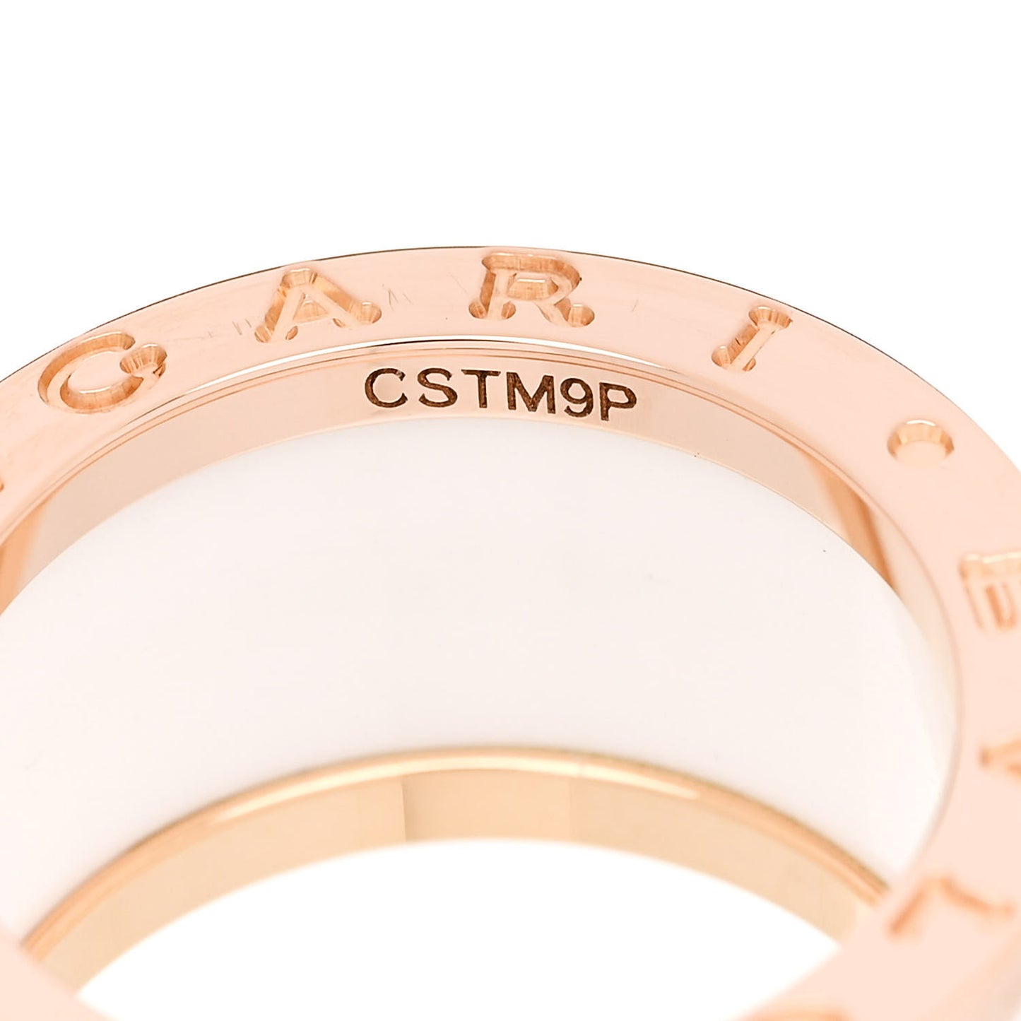 18K Rose Gold White Ceramic B.Zero1 Four-Band Ring 52 6