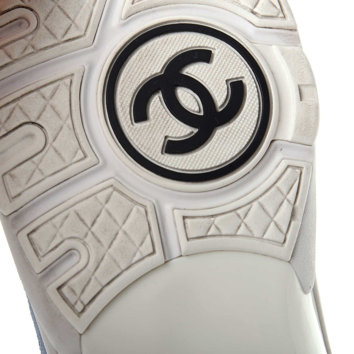 Chanel Suede Calfskin Nylon CC Sneakers 37.5 Sky Blue 9 of 10
