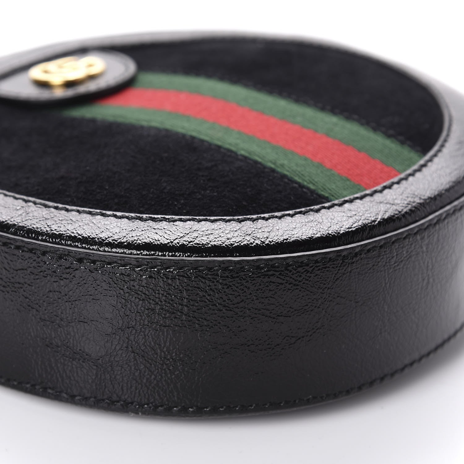 Gucci Suede Patent Web Mini Ophidia Round Shoulder Bag Black 6 of 10